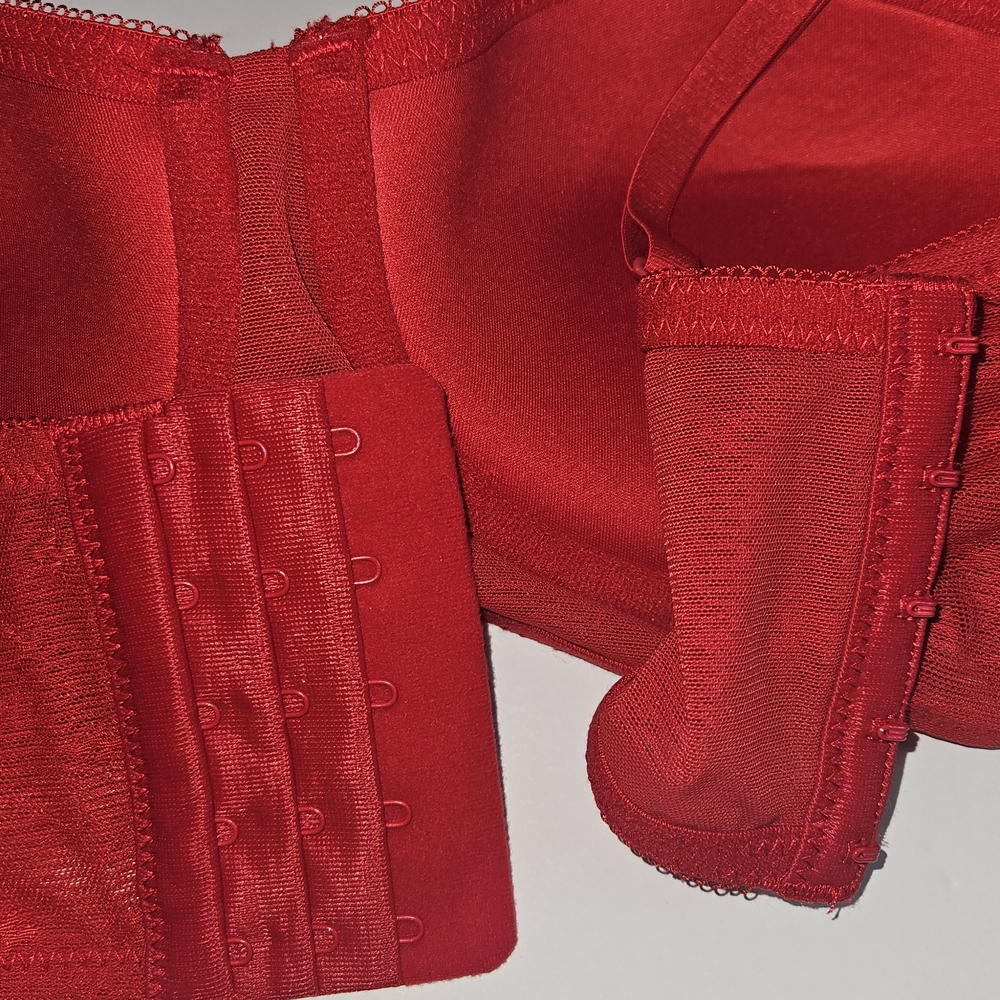 Tommy Hilfiger Red Women's Bra 34B Push Up Logo Mesh 5 Hoock Adjustable Sraps - Picture 9 of 15